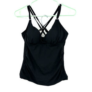 Calia size‎ XS black tankini bathing suit top strappy back NEW with tags